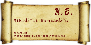 Miklósi Barnabás névjegykártya